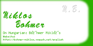 miklos bohmer business card